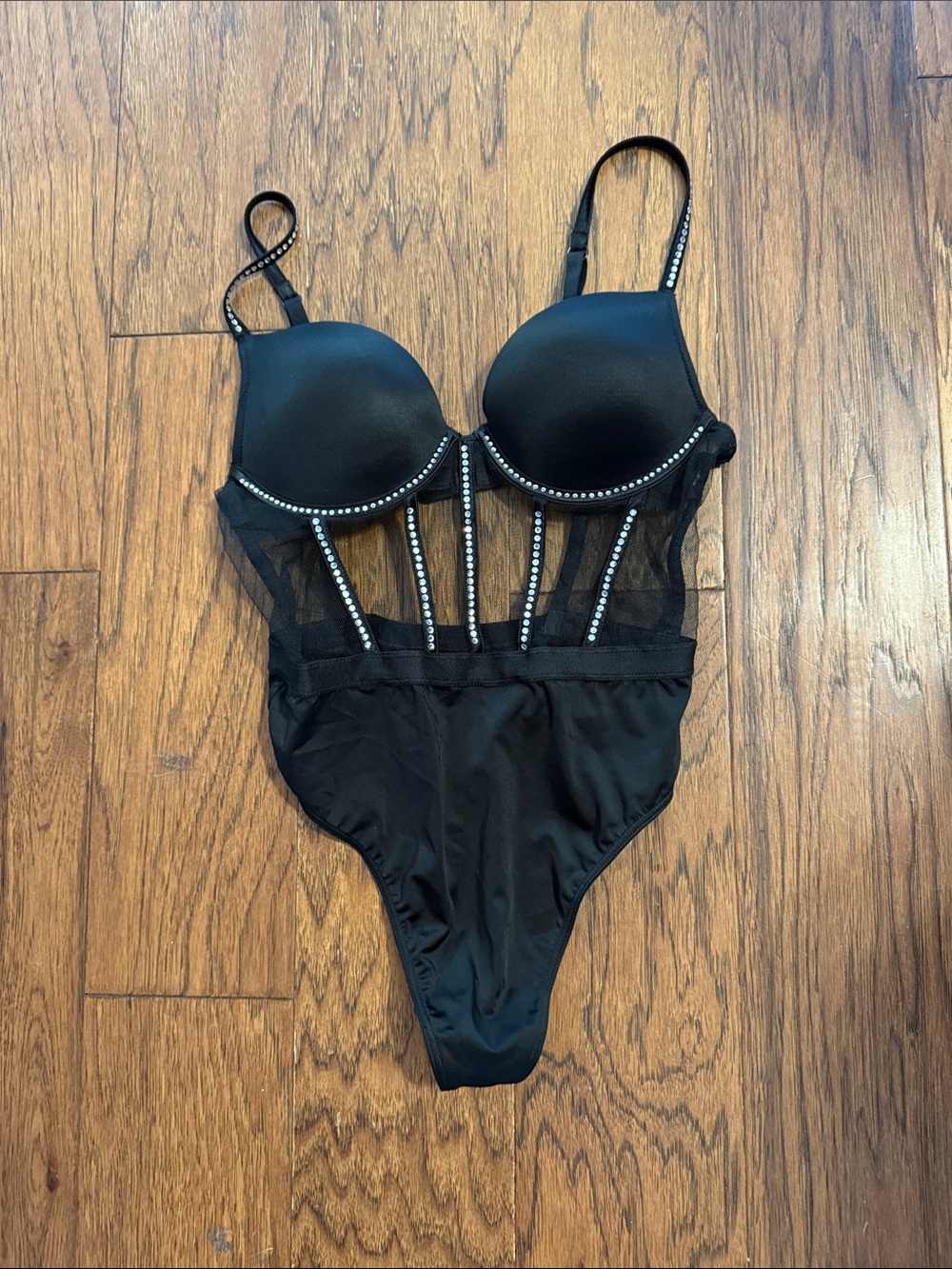 Victoria's Secret Black Rhinestone-Trim One-Piece Swimsuit